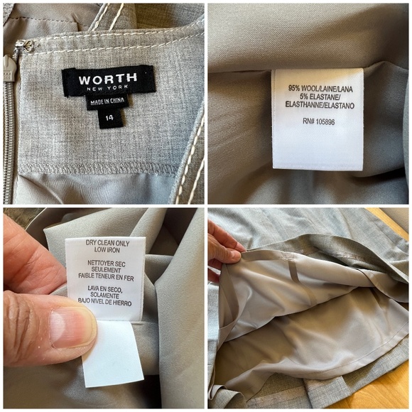WORTH NY DRESS 14 WOOL BLD CAREER SHEATH MINIMALIST CLASSIC PROFESSIONAL SLEEK - Picture 13 of 13